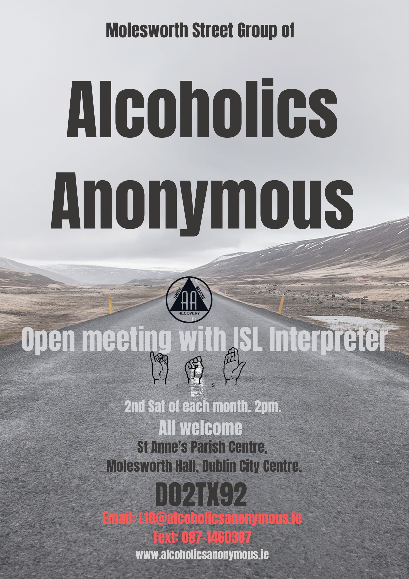 Alcoholics Anonymous meeting with Irish Sign Language Interpreter