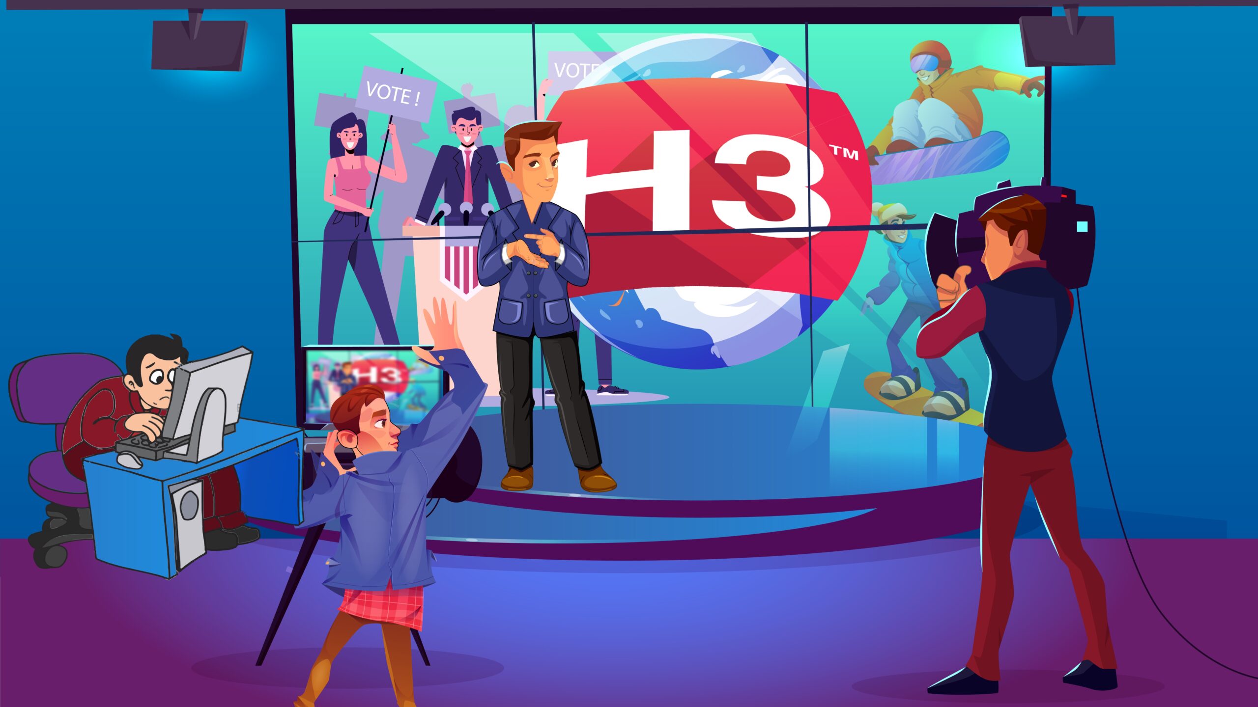H3 World TV Jobs Opportunities for News Writers, Research, Administration + Signers